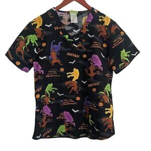 Scooby Doo Women Scrub Top S Character Halloween‎ Medical Uniform Nurse Workwear